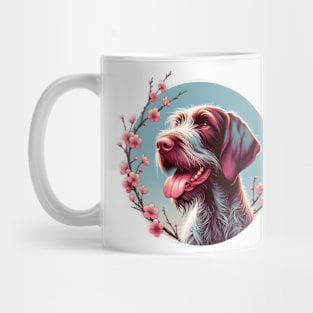 Slovakian Wirehaired Pointer Welcomes Spring with Cherry Blossoms Mug
